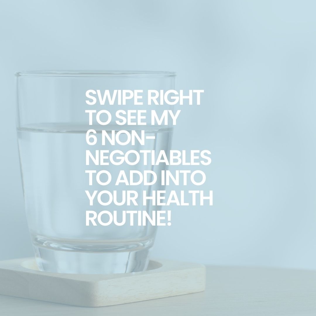 Non-Negotiable for Your Health Routine

6 things you may be missing in your health routine⤵️

Let’s face it, life gets busy and sometimes our health can end up on the back burner. 

If you’re feeling tired, groggy, out of balance, and just not like yourself, it may be time to reassess your current daily routine and make just a few simple shifts that can have a major impact on your day-to-day life. 

Swipe right to see my 6 non-negotiables that you need in your daily health routine to feel your best!”💯